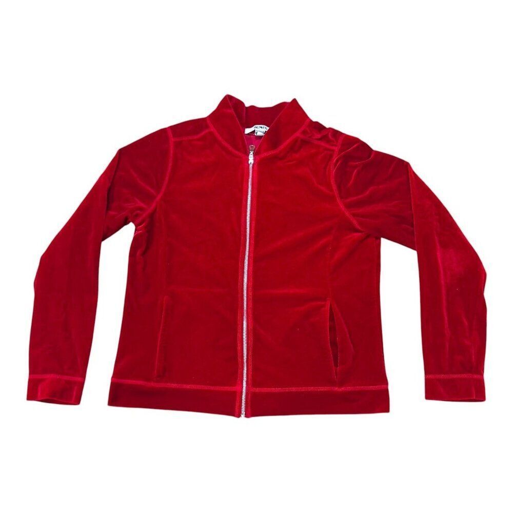Acorn Red Velour Velvet Jacket Full Zip Retro Gothic Whimsigoth Dark Academia